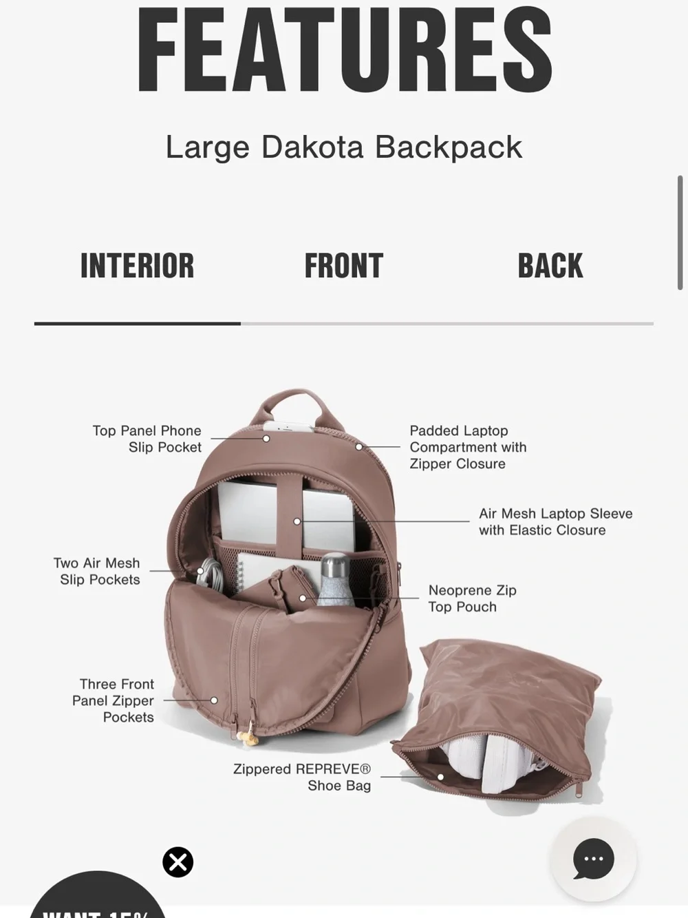 Dagne Dover Dakota Neoprene Backpack in Dune - Large
